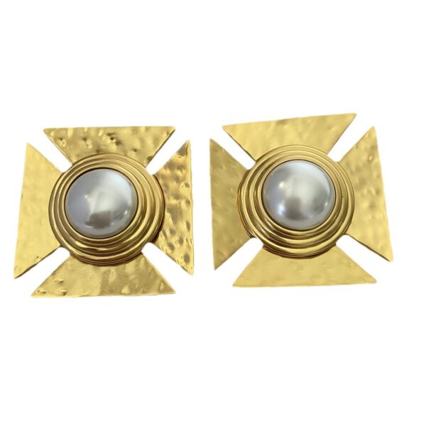 331#European and American retro geometric block diamond design fashionable ear clip with unique temperament vintage earrings - Image 4