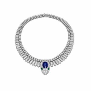 353#925 silver plated 14k gold high carbon diamond Royal Blue Spirit Snake oval fashion designer luxury women's necklace