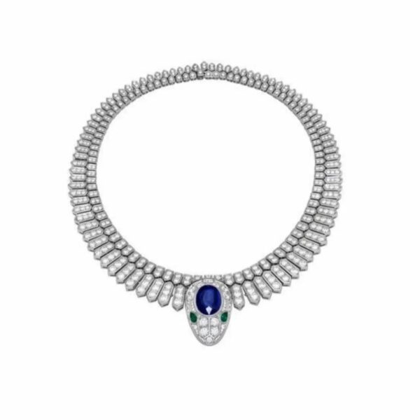 353#925 silver plated 14k gold high carbon diamond Royal Blue Spirit Snake oval fashion designer luxury women's necklace