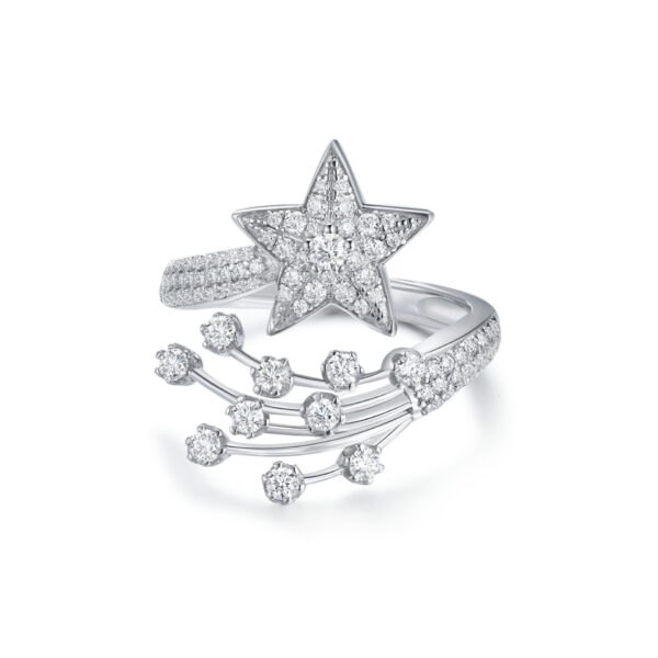 # 162 S925 Silver Light Luxury Exquisite Galaxy Five-pointed Star Full Sky Ring - Image 8