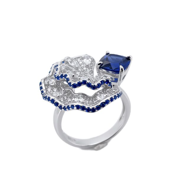 384#2.2 carat new geometric shape cultivated emerald green ring S925 silver plated 14k gold full inlaid colorful treasure flower finger ring European and American fashion light luxury - Image 4