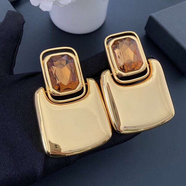 329#European and American retro geometric block diamond design fashionable ear clip temperament long sweeping shoulder unique earrings vintage earrings - Image 2