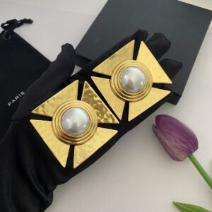 331#European and American retro geometric block diamond design fashionable ear clip with unique temperament vintage earrings