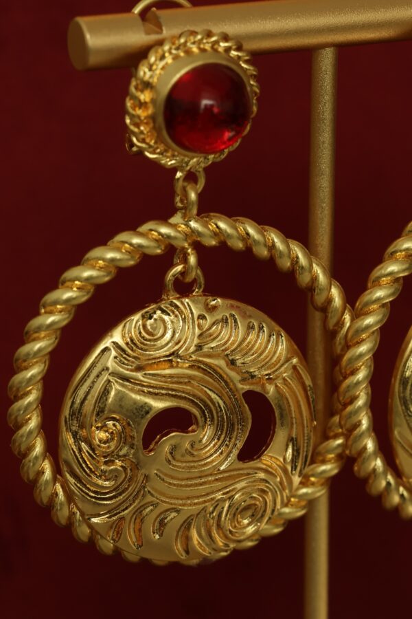 #317 Retro and High-end red glass earrings - Image 5