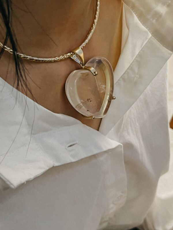 #292 Natural Crystal Love Pendant Necklace - Image 4