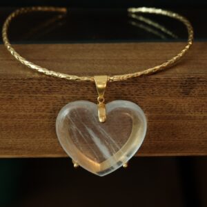 #292 Natural Crystal Love Pendant Necklace