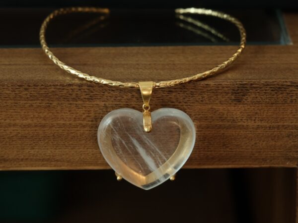 #292 Natural Crystal Love Pendant Necklace