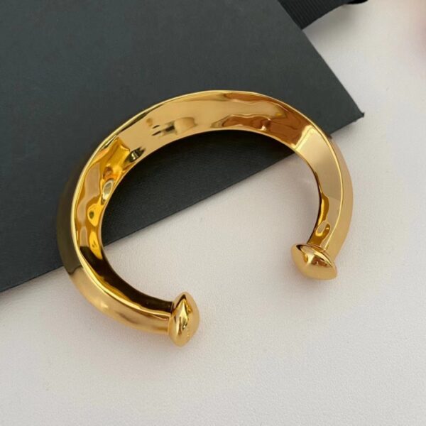 324#European and American retro plated 24k gold geometric opening bracelet, high-quality fashion designer style temperament bracelet - Image 2