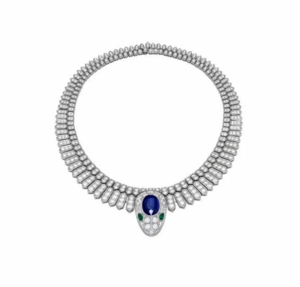 353#925 silver plated 14k gold high carbon diamond Royal Blue Spirit Snake oval fashion designer luxury women's necklace - Image 3