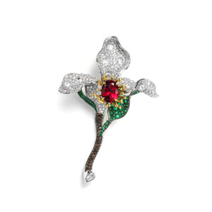 355#925 silver plated 14k gold brooch with high carbon diamond Cindychao and high setting GRC for cultivating ruby jewelry girls' brooch
