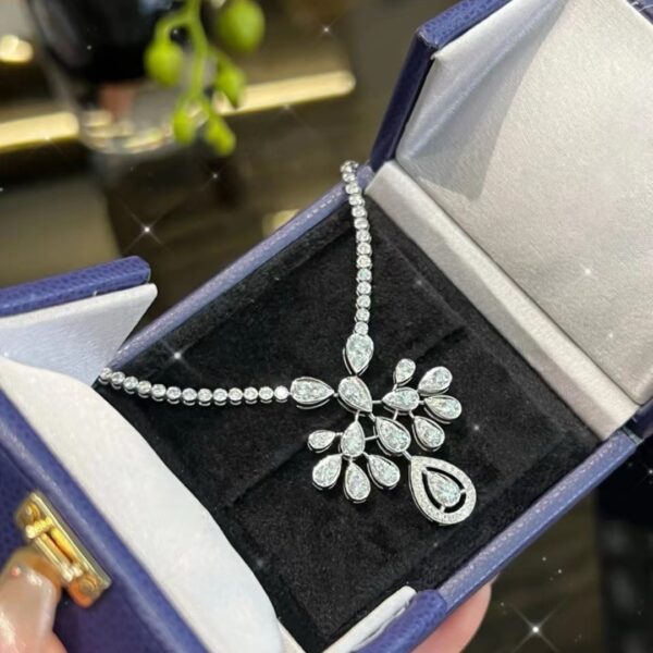 365#925 silver water droplet scattering diamond heron feather crown design, full diamond necklace, luxurious and noble banquet, high carbon diamond high-end series - Image 2