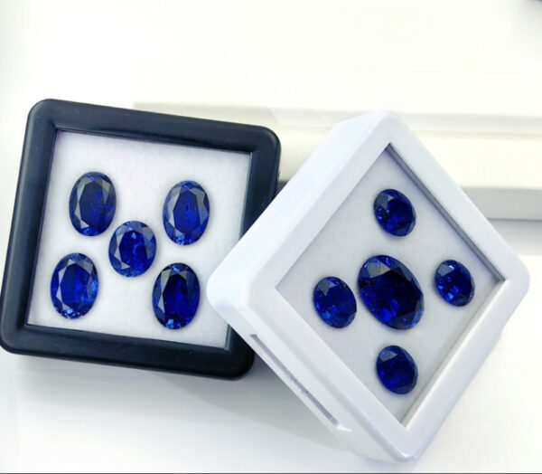 375#20.2 carats Laboratory cultivation of sapphire, royal blue ribbon, cotton wool, sapphire, natural cutting surface, bare stone - Image 3
