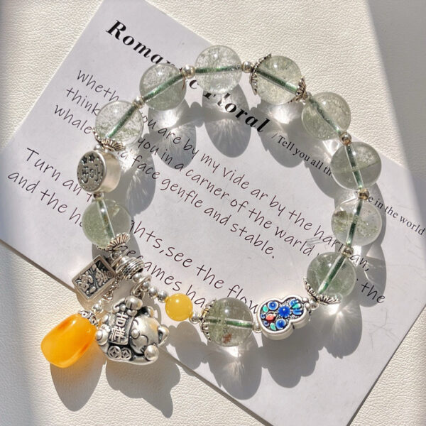 411#925 silver Japanese and Korean retro high-quality boutique natural green ghost design bracelet bracelet bracelet bracelet - Image 10