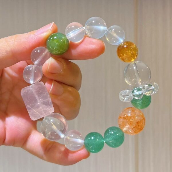 415#12-16mm high-quality vitreous natural white crystal green fenda gel pollen crystal milk white crystal bracelet - Image 2