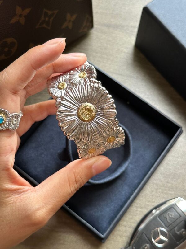 293#New Series Natural Agate Daisy Belt Diamond Wide Edition Bracelet Premium - Image 3