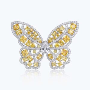 275#European and American luxury designer's colorful yellow zircon butterfly brooch ring dual-use banquet high-end coat dress chest flower