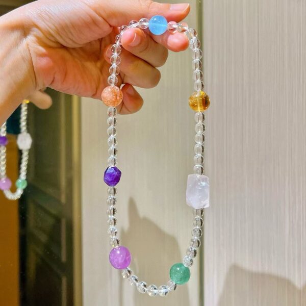 418#High quality natural vitreous body white crystal yellow crystal purple lithium brilliant sea blue Baofenda glue flower bracelet bracelet bracelet bracelet - Image 9