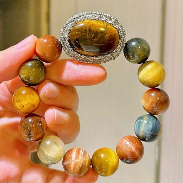 430#14mm large particle high-quality natural tiger eye stone bracelet bracelet bracelet bracelet - Image 3