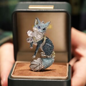 445666#European and American Fashion Design Exhibition Color Treasure Jewelry Luxury High End Fox Brooch Pendant Own Copyright