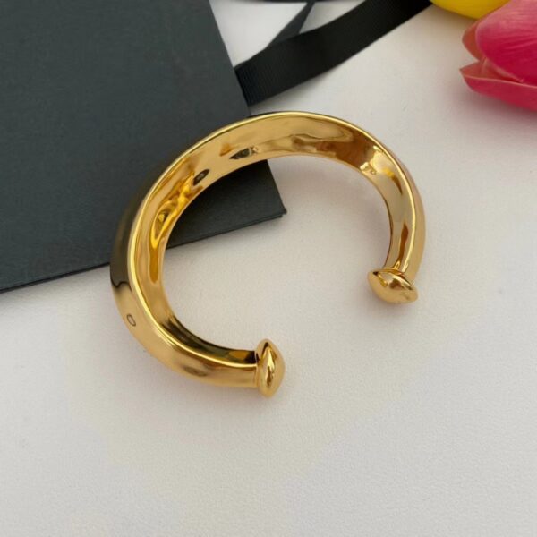 324#European and American retro plated 24k gold geometric opening bracelet, high-quality fashion designer style temperament bracelet - Image 5