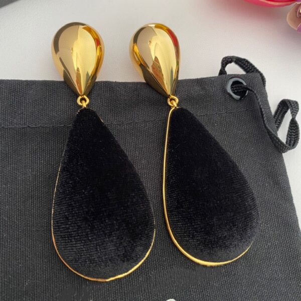 325#European and American new vintage vintage velvet water droplet earrings with fashionable temperament earrings - Image 5