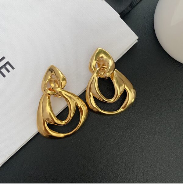 338#French medieval geometric hollow multi-layer ear clip with a light luxury and high-end feel, reminiscent of ancient style earrings - Image 5