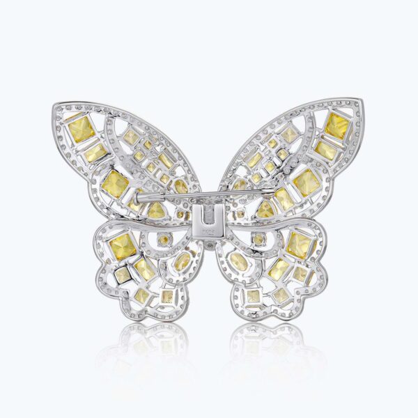 275#European and American luxury designer's colorful yellow zircon butterfly brooch ring dual-use banquet high-end coat dress chest flower - Image 3