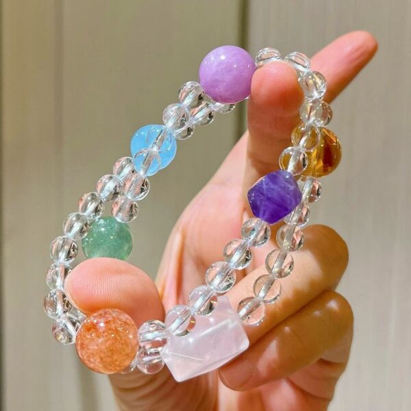 418#High quality natural vitreous body white crystal yellow crystal purple lithium brilliant sea blue Baofenda glue flower bracelet bracelet bracelet bracelet - Image 8