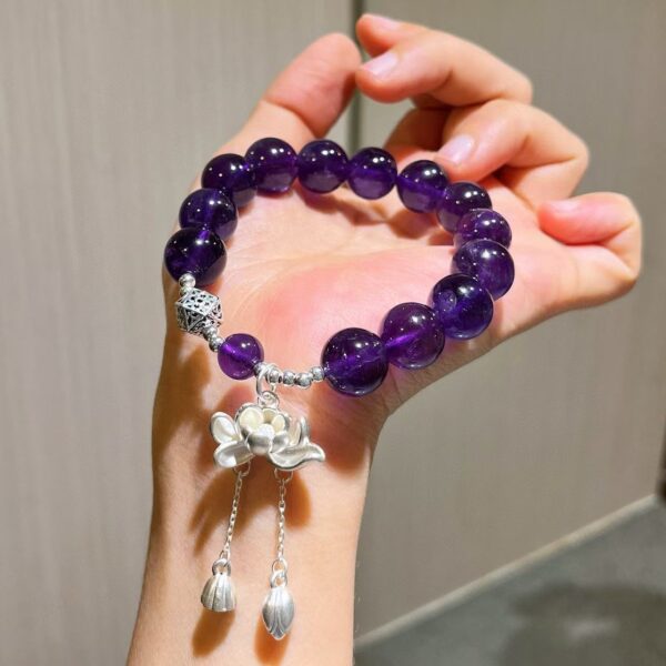 425#925 silver high-quality 12mm Uruguayan royal amethyst bracelet bracelet bracelet bracelet - Image 4