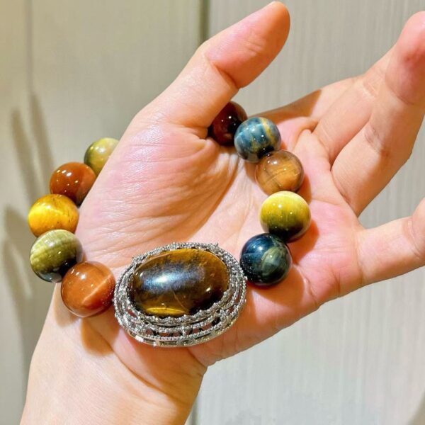 430#14mm large particle high-quality natural tiger eye stone bracelet bracelet bracelet bracelet - Image 4