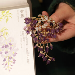 443666#Natural amethyst French high-end wisteria flower brooch original design fashionable brooch jewelry