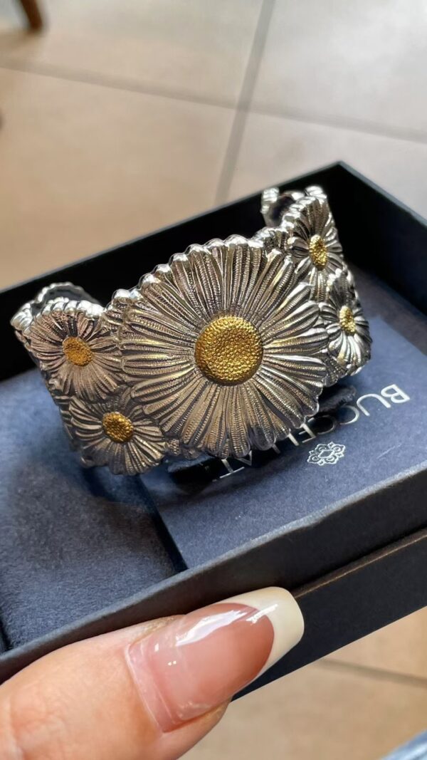 293#New Series Natural Agate Daisy Belt Diamond Wide Edition Bracelet Premium - Image 4