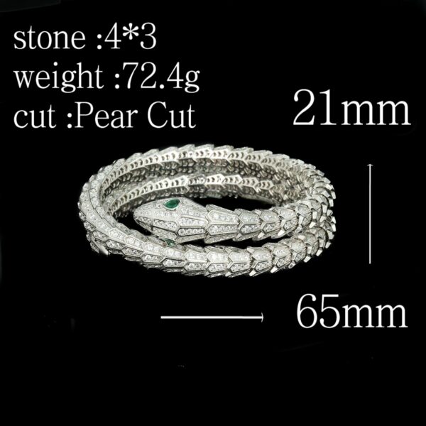320#925 silver plated 18k gold bracelet with high carbon diamond, snake bone, wood, and green high-end jewelry for girls - Image 6