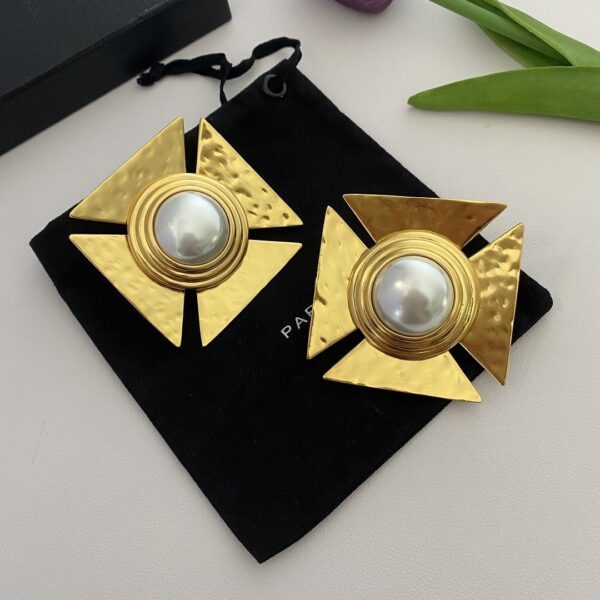 331#European and American retro geometric block diamond design fashionable ear clip with unique temperament vintage earrings - Image 6