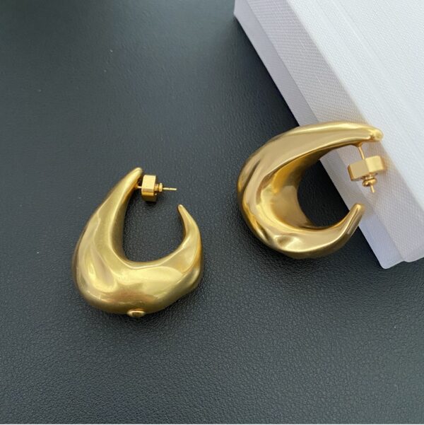 339#European and American matte plated 24k gold geometric non-standard design earrings retro personality earrings fashionable light luxury earrings - Image 3