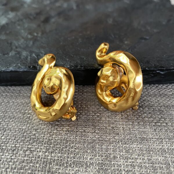 346#European and American retro design musical note ear clip irregular texture vintage earrings fashionable earrings - Image 4