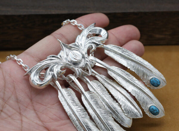 387#S925 plain silver fashionable men's and women's sweater chain simple Japanese and Korean style Takahashi feather chain personalized and versatile trendy wholesale - Image 5