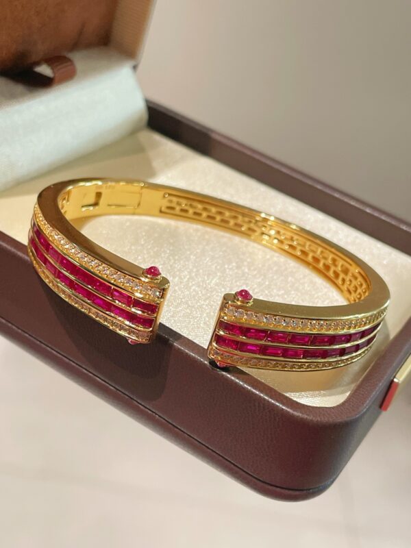 390#S925 silver plated 24k gold cultivated ruby colored bracelet for women, European, American, Middle Eastern luxury inlaid bracelet wholesale - Image 5