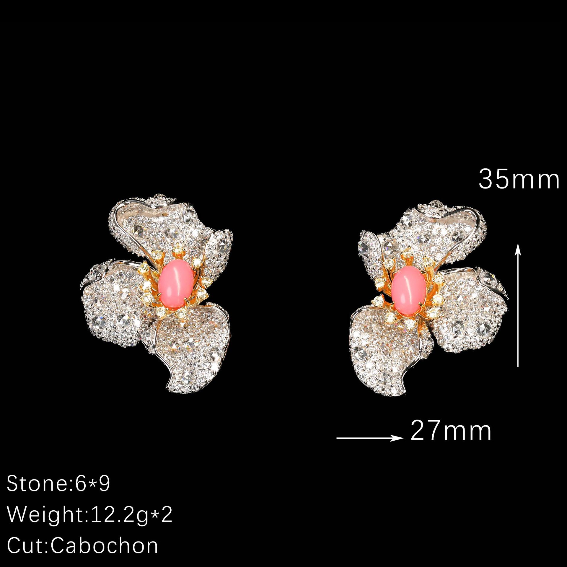 405#925 silver gold-plated earrings with high carbon diamonds, conch beads, butterflies, high-end fashion jewelry, exquisite girl earrings - Image 2