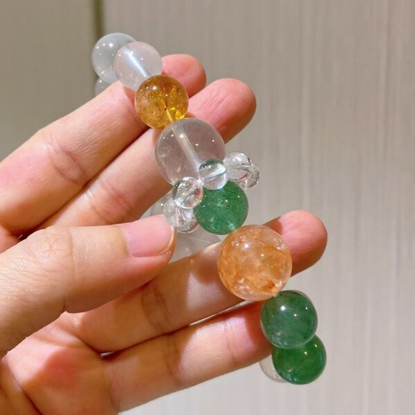 415#12-16mm high-quality vitreous natural white crystal green fenda gel pollen crystal milk white crystal bracelet - Image 5