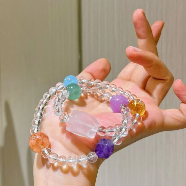 418#High quality natural vitreous body white crystal yellow crystal purple lithium brilliant sea blue Baofenda glue flower bracelet bracelet bracelet bracelet - Image 7