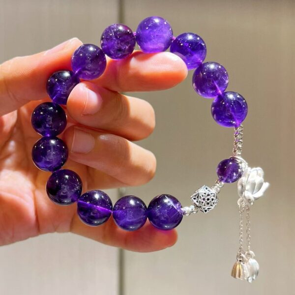 425#925 silver high-quality 12mm Uruguayan royal amethyst bracelet bracelet bracelet bracelet - Image 5