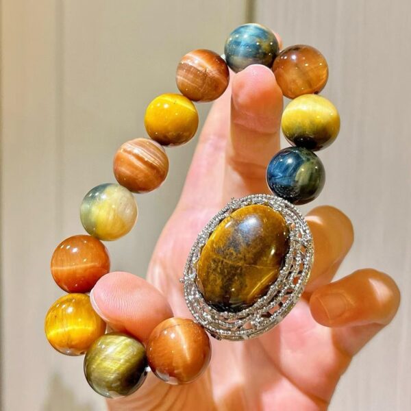 430#14mm large particle high-quality natural tiger eye stone bracelet bracelet bracelet bracelet - Image 5