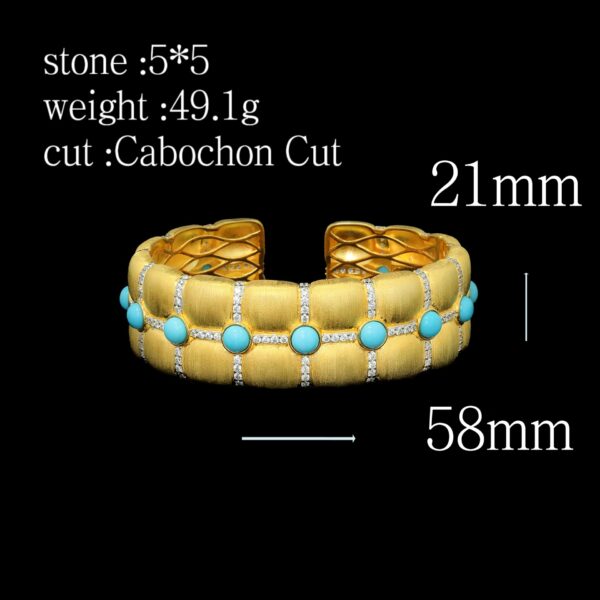 292#925 silver plated 24k gold bracelet with high carbon diamond, gold turquoise embellishment, exquisite fashion jewelry, versatile women's bracelet - Image 5