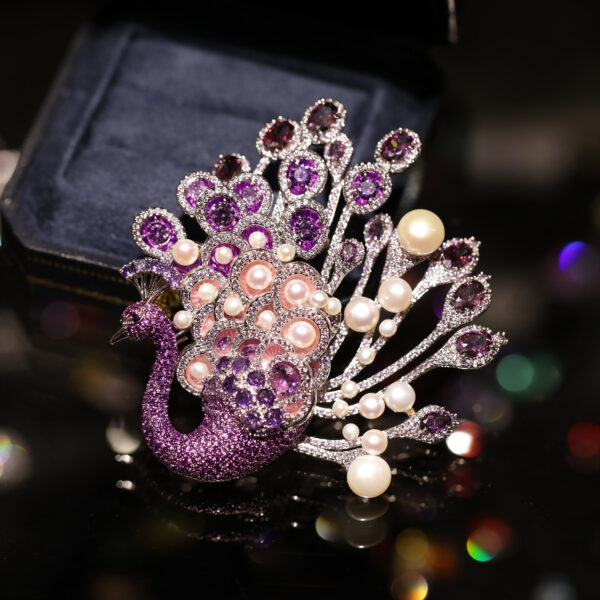 442666#Luxury natural freshwater pearl high-end art jewelry fashion design peacock brooch - Image 3
