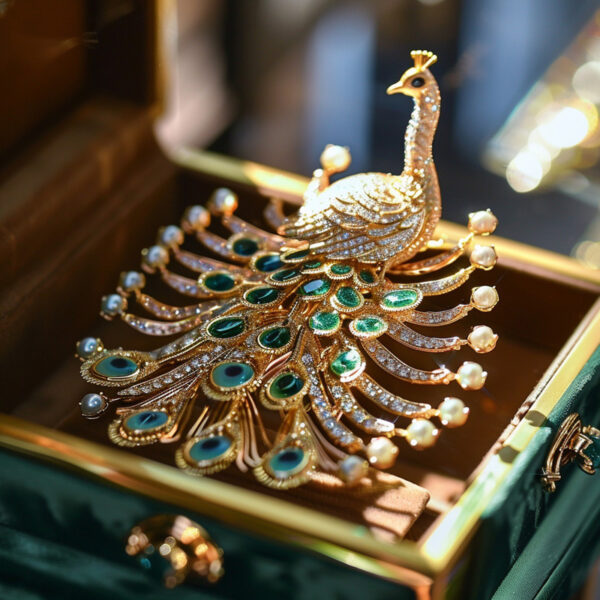 333#Luxurious jewelry style with dazzling high carbon diamonds, natural pearls, and peacock design brooch - Image 4