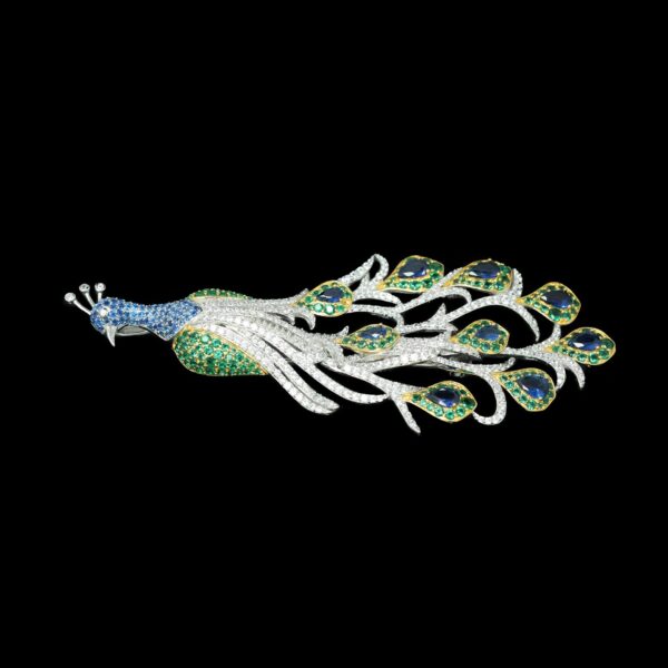 356#S925 silver plated 14k gold high carbon diamond high customization peacock royal blue high-end jewelry girl brooch pendant - Image 4