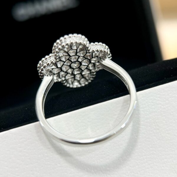 364#S925 silver large four leaf clover full diamond necklace ring, high-end designer, fashionable temperament, exquisite necklace - Image 4