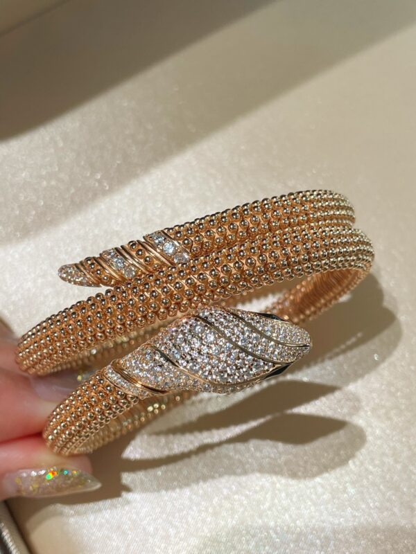 389#Original design 925 silver thick gold electroplated snake shaped elastic bracelet, assembled with antique rivets, cool and elegant python shaped bracelet - Image 3