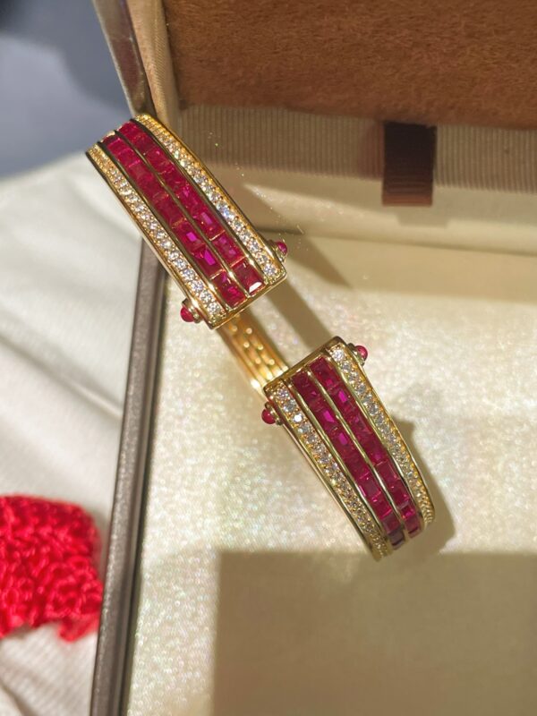 390#S925 silver plated 24k gold cultivated ruby colored bracelet for women, European, American, Middle Eastern luxury inlaid bracelet wholesale - Image 6